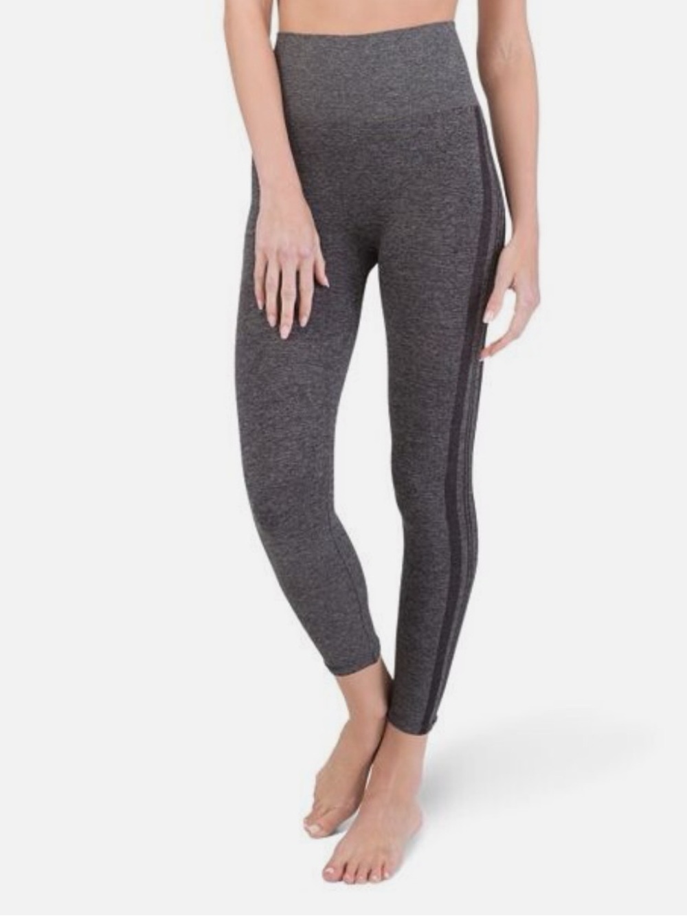 Assets By Spanx Heather Gray High-Waist Side-Stripe Leggings Sz S